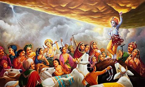 Krishna Lifting Govardhan Hill!: Mysticism and Movement Captured on Canvas